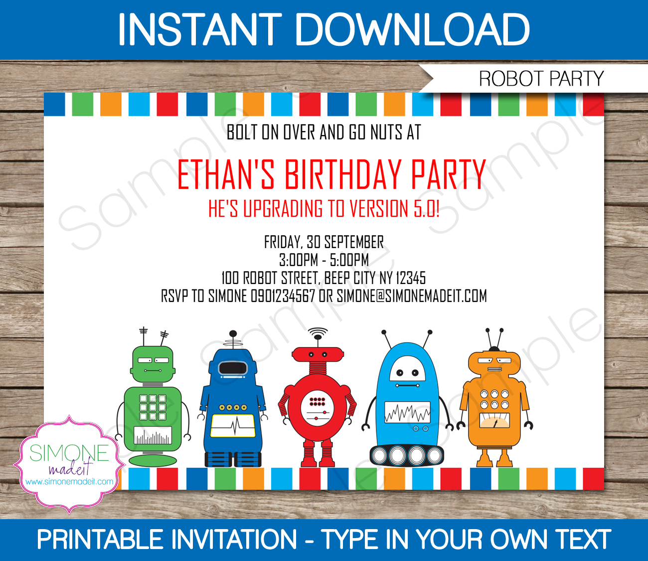 Robot Party Invitations Template | Birth #1155786 – Png For Monster High Birthday Card Template