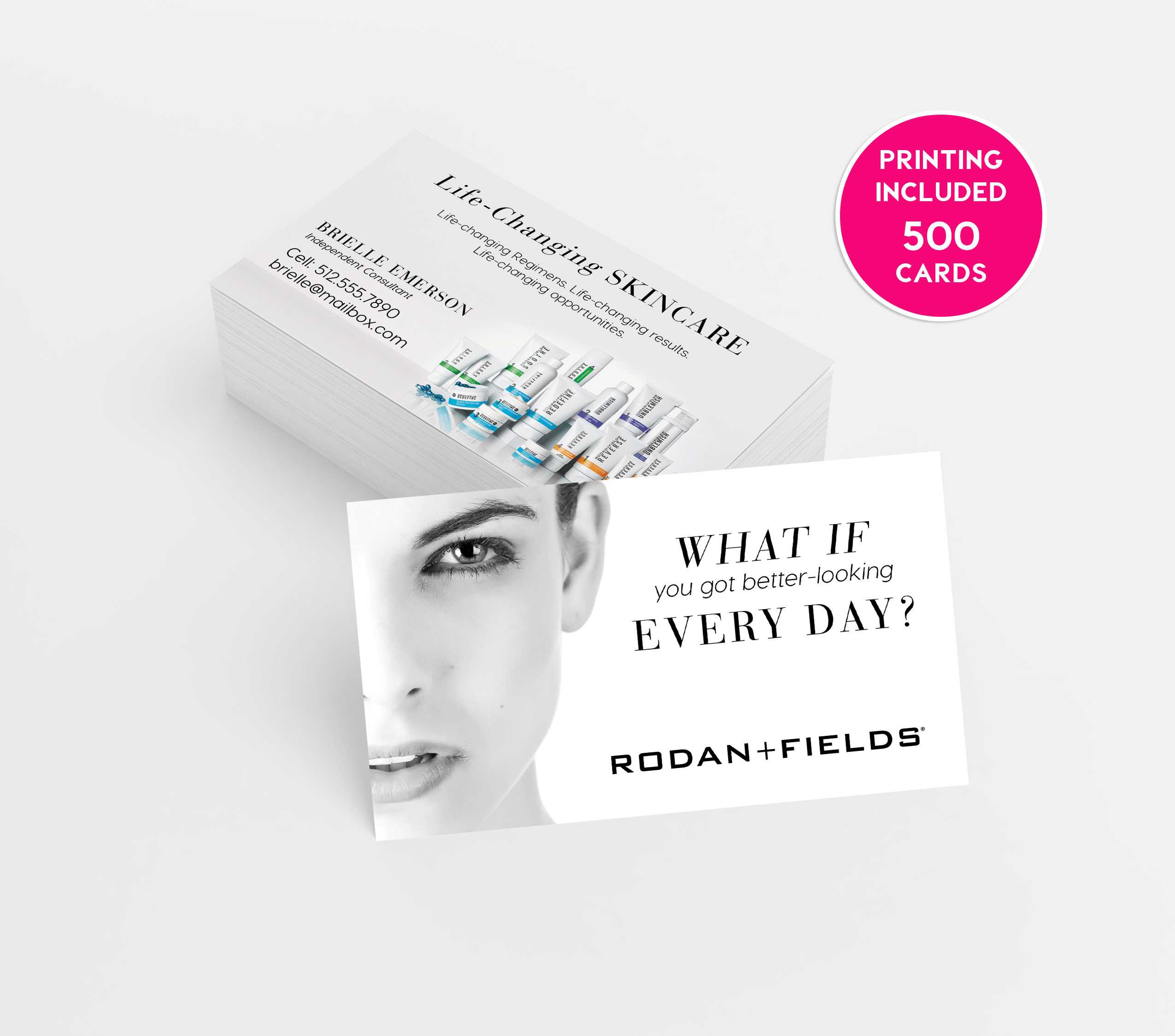 Rodan & Fields Consultant 500 Business Cards Printed Business Card Template  Personalized Calling Card Skincare R+F Mini Facial Product Cards Throughout Rodan And Fields Business Card Template