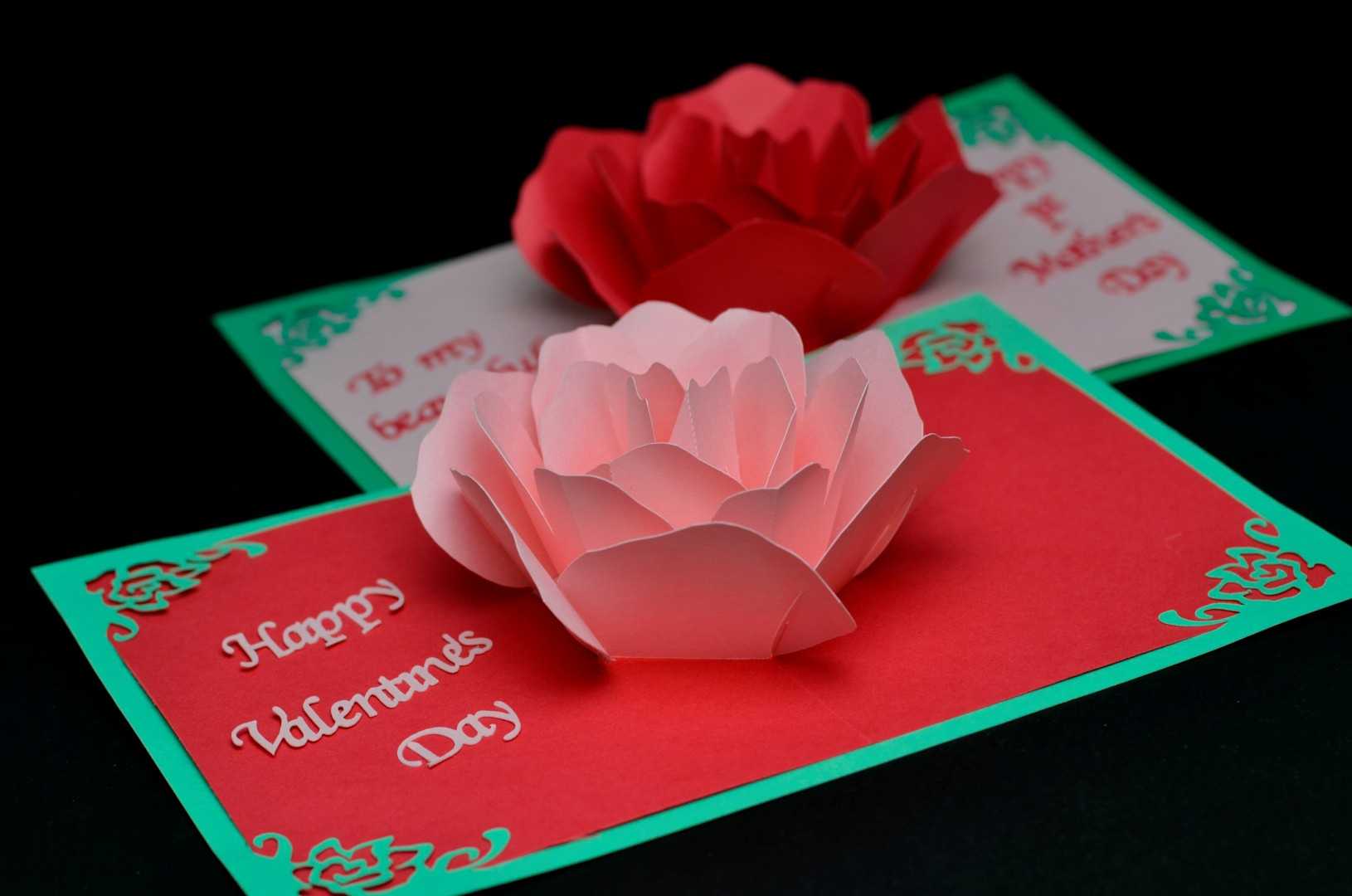 Rose Flower Pop Up Card Template Inside Diy Pop Up Cards Templates