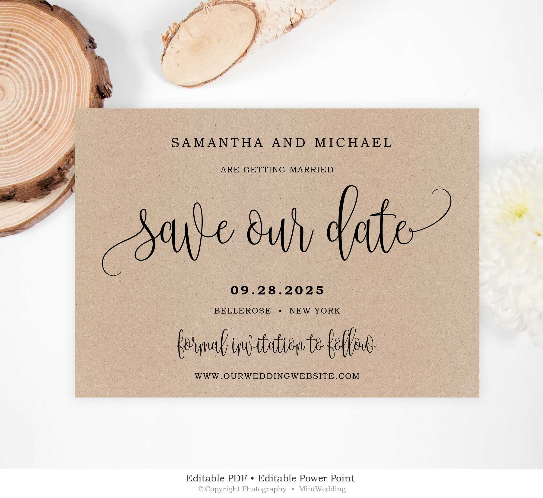 Rustic Save Our Date Card, Printable Wedding Save The Date, Kraft Save The  Date Template, Custom Save The Date Card, Instant Download Sd6 Inside Save The Date Powerpoint Template