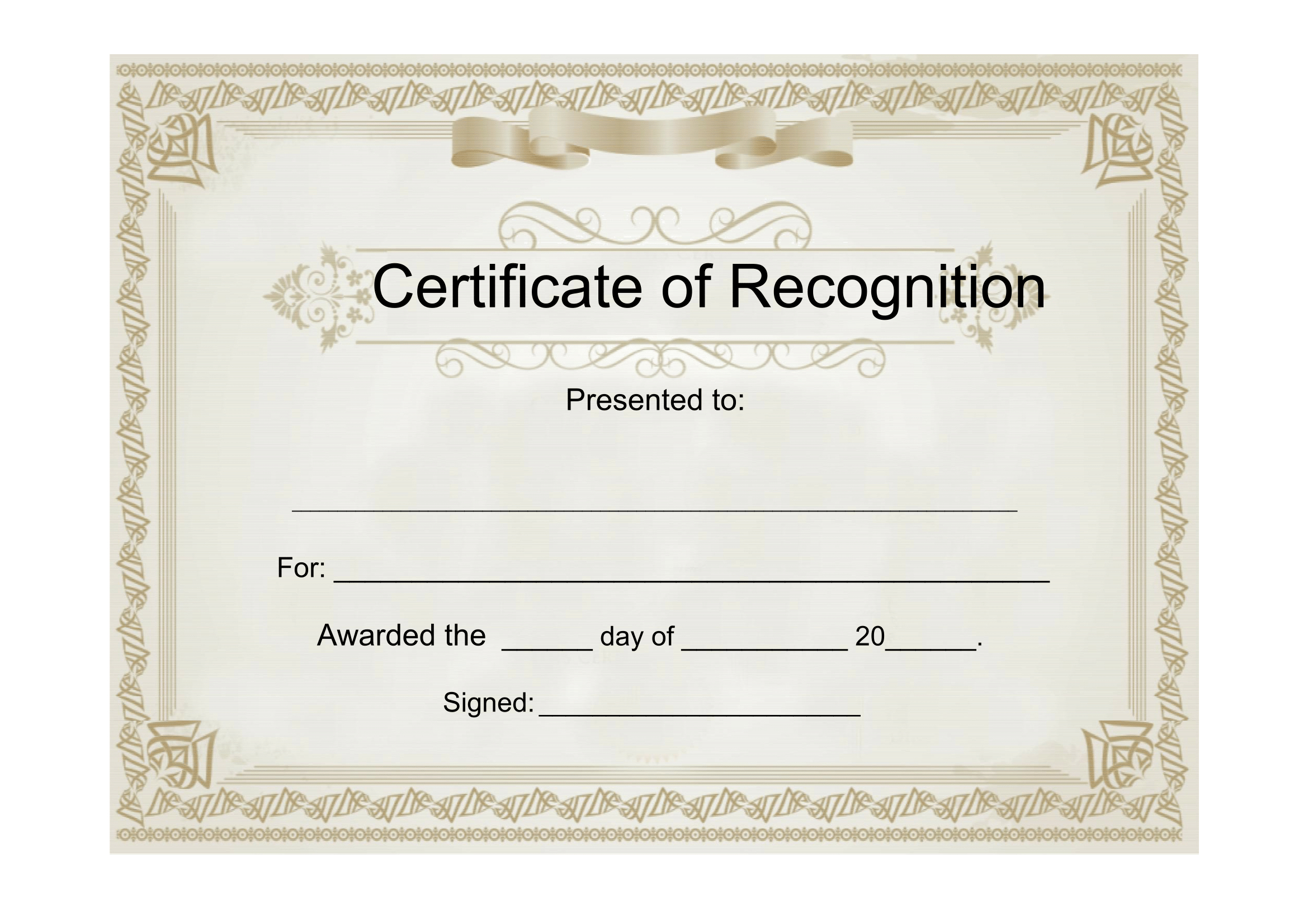 Sample Certificate Of Recognition – Free Download Template Throughout Free Template For Certificate Of Recognition