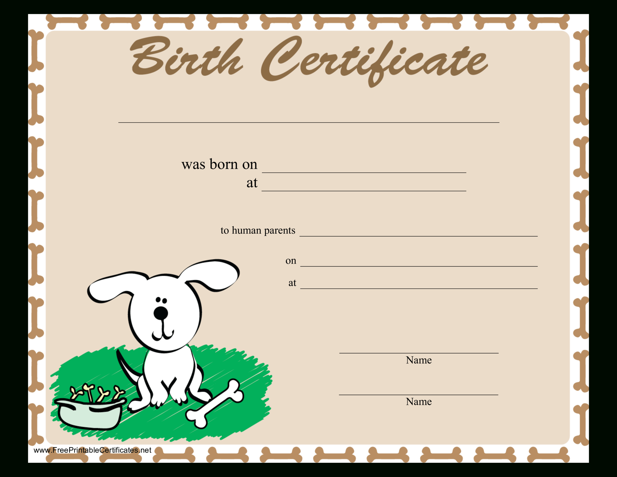 Sample Dog Birth Certificate | Templates At In Birth Certificate Templates For Word