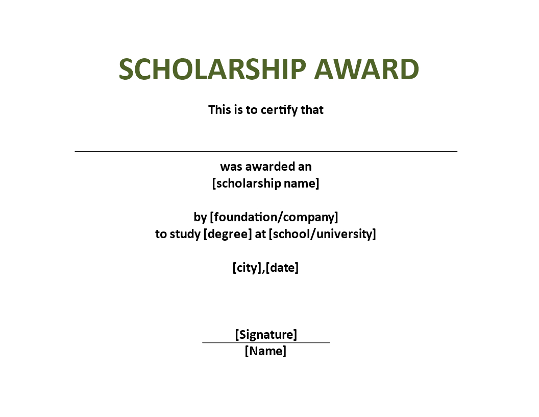 Scholarship Award Certificate Template | Templates At Throughout Scholarship Certificate Template