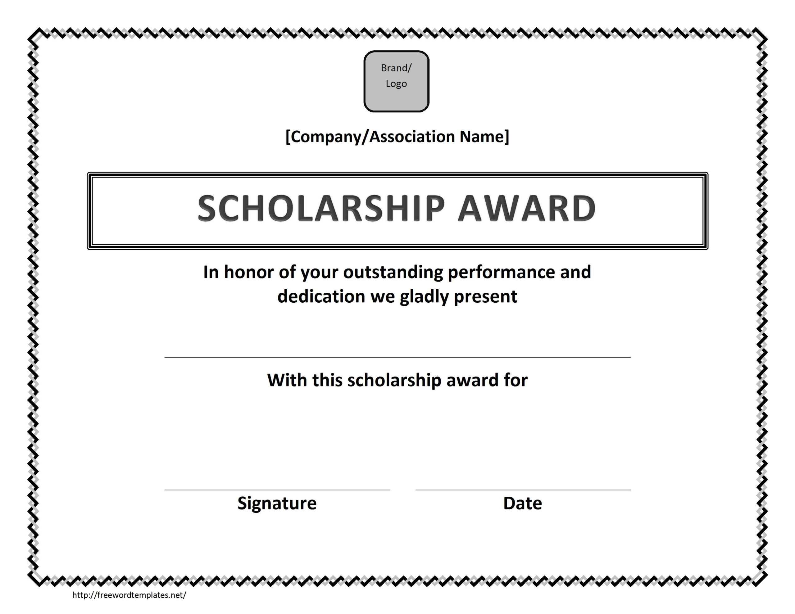 Scholarship Award Certificate Template With Regard To Blank Award Certificate Templates Word