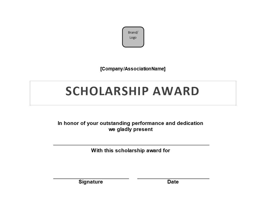 Scholarship Award Certificate | Templates At In Scholarship Certificate Template Word