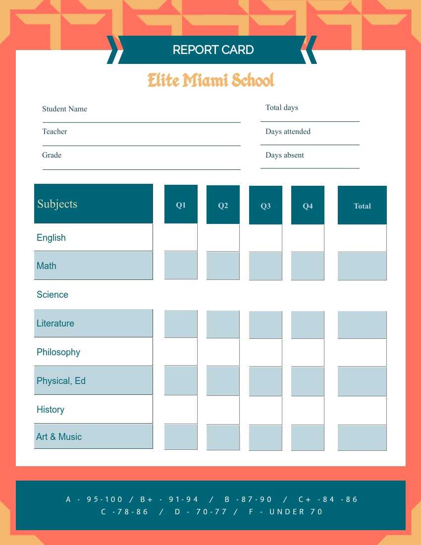 School Report Card Template – Visme With Regard To Blank Report Card Template