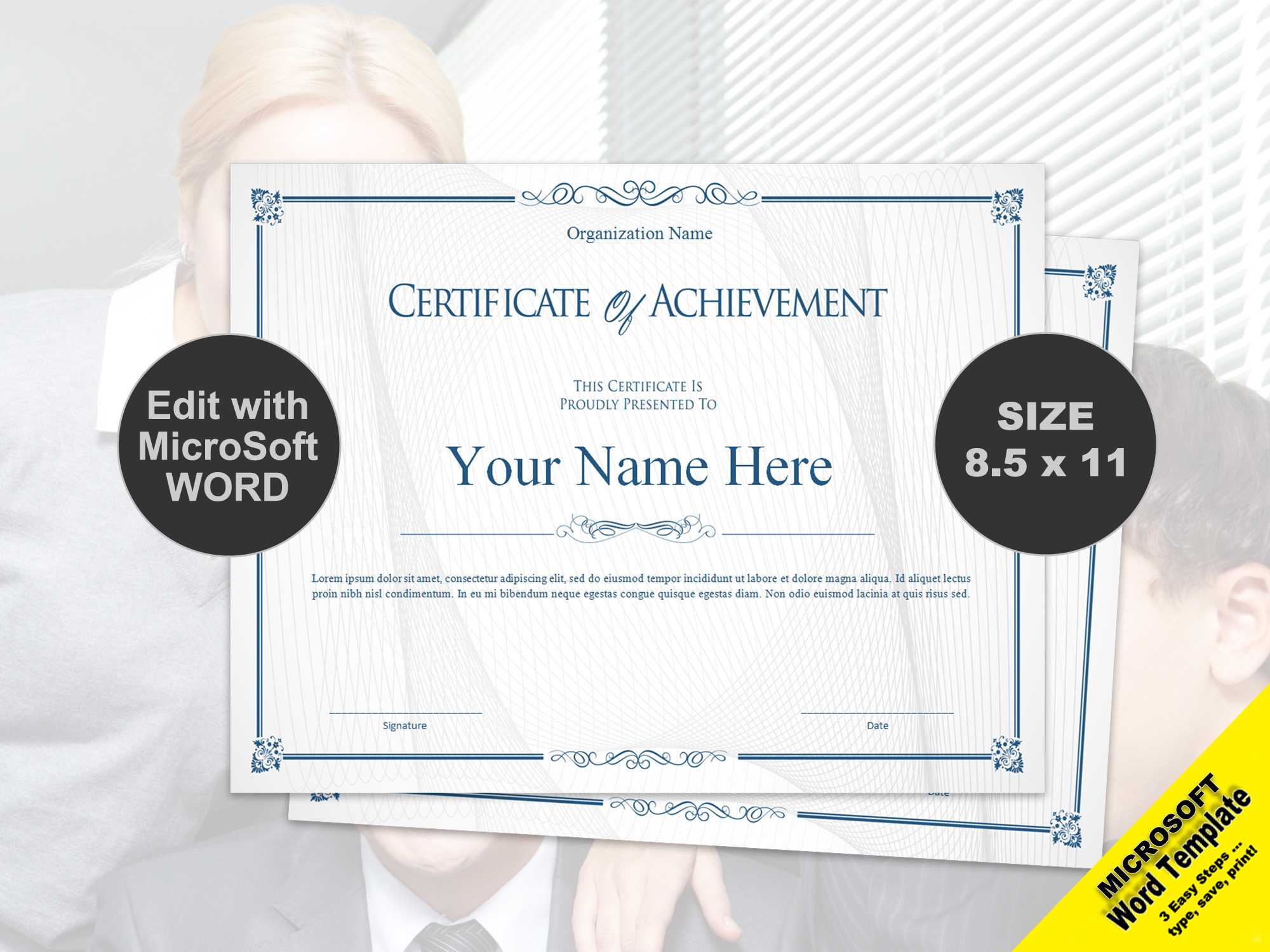 Scroll Certificate Of Achievement Template Digital Download For Word Certificate Of Achievement Template