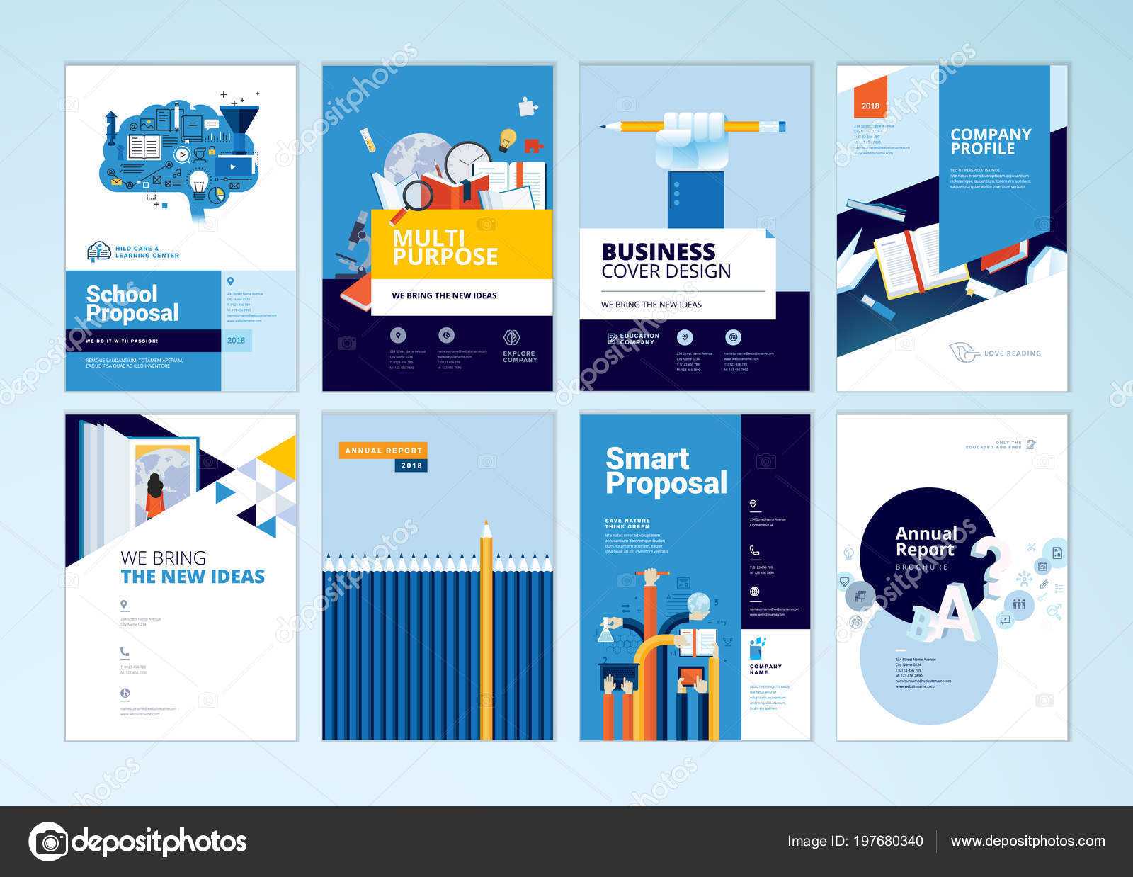 Set Brochure Design Templates Subject Education School With Regard To School Brochure Design Templates