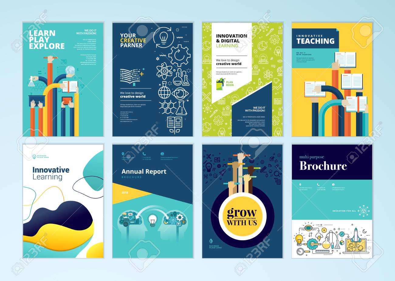 Set Of Brochure Design Templates On The Subject Of Education,.. In Online Free Brochure Design Templates