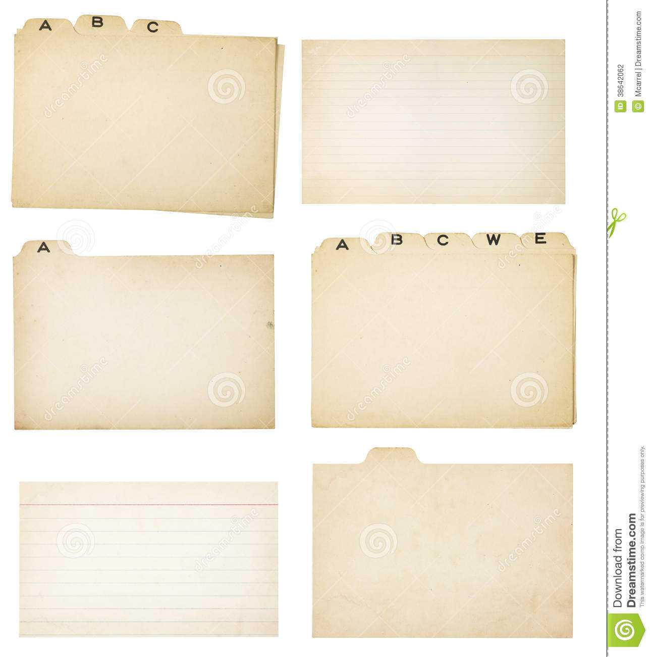 Set Of Six Vintage Tabbed Index Cards Stock Photo – Image Of With Blank Index Card Template