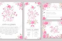 Set Of Wedding Invitation Card Templates With Watercolor Rose.. throughout Sample Wedding Invitation Cards Templates