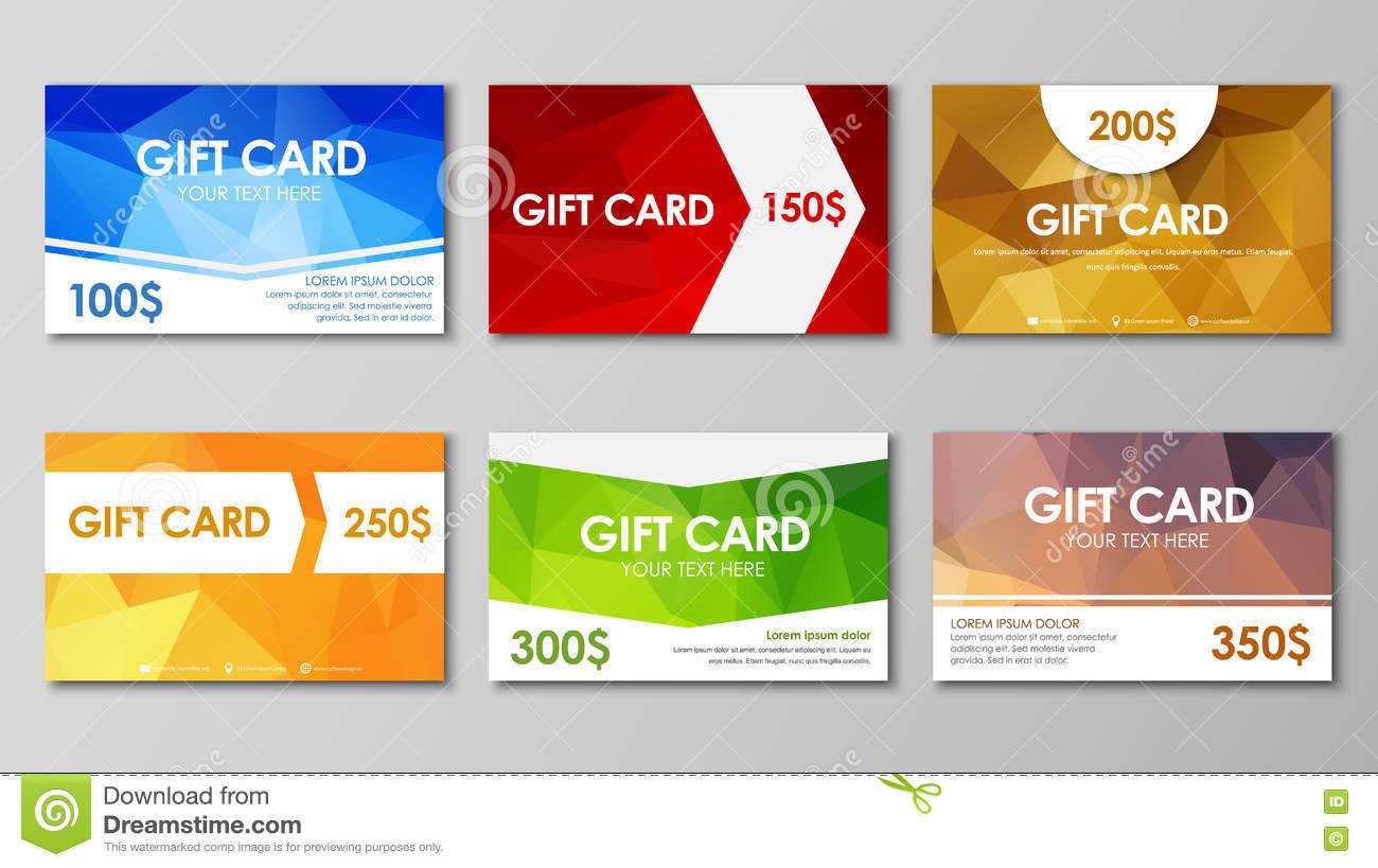Set Polygonal Gift Cards Stock Vector. Illustration Of Regarding Advertising Cards Templates