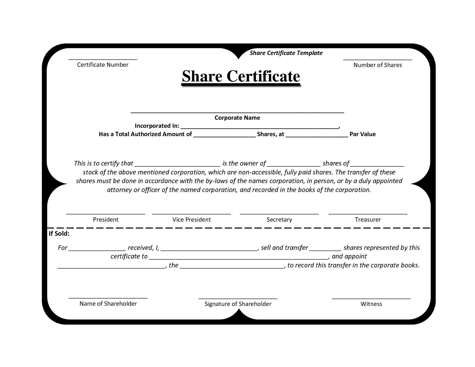 Shareholders Certificate Template Free - Dalep.midnightpig.co For Shareholding Certificate Template