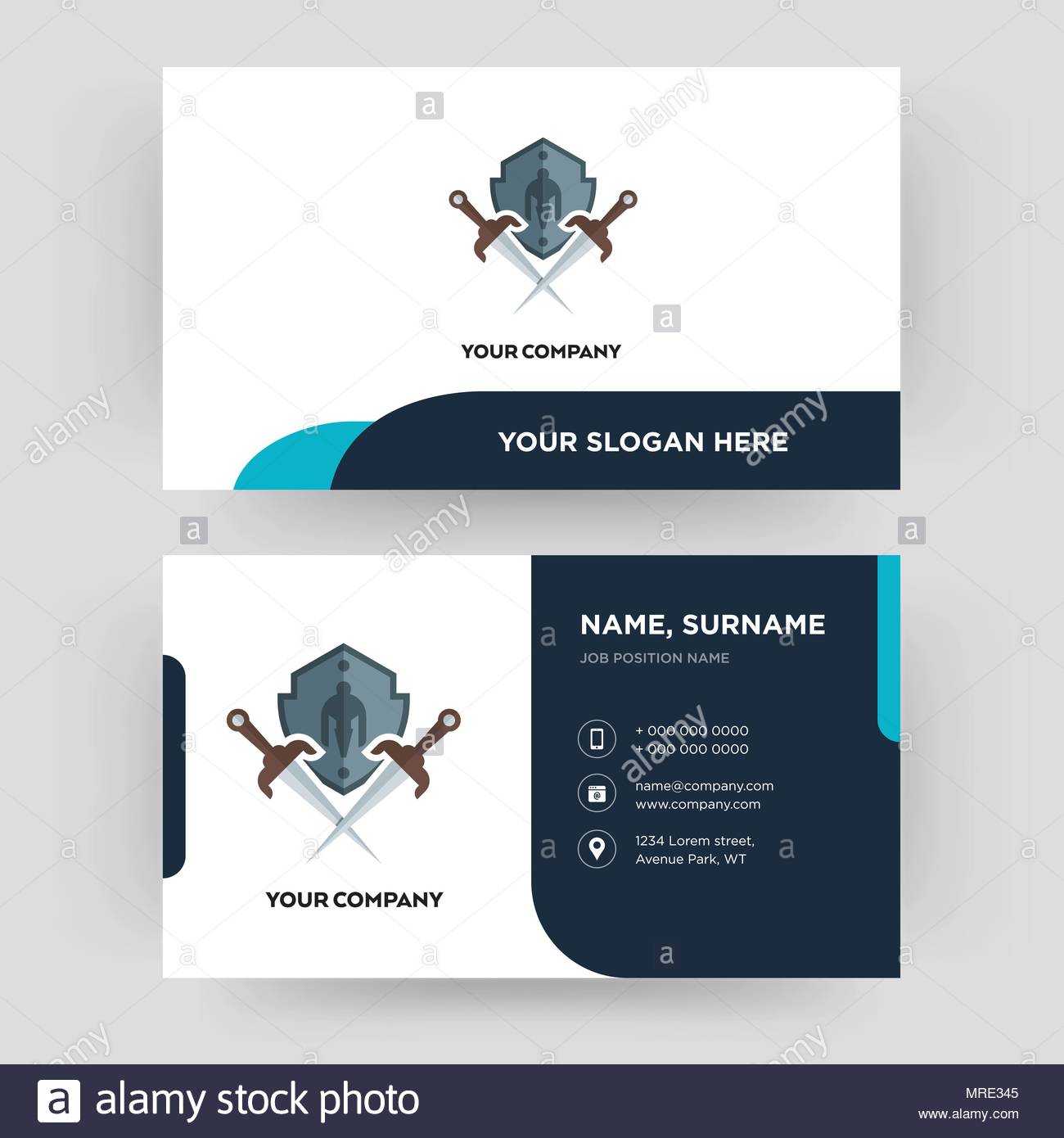 Shield And Sword, Business Card Design Template, Visiting Inside Shield Id Card Template