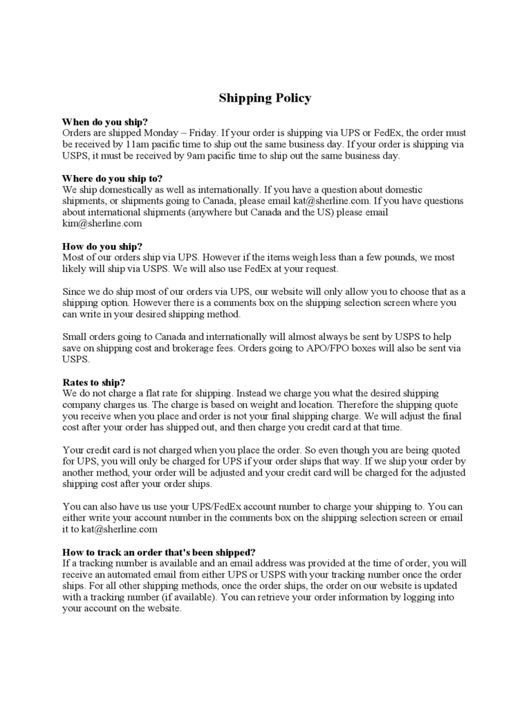 Shipping Policy Template – 3 Free Templates In Pdf, Word Within Company Credit Card Policy Template