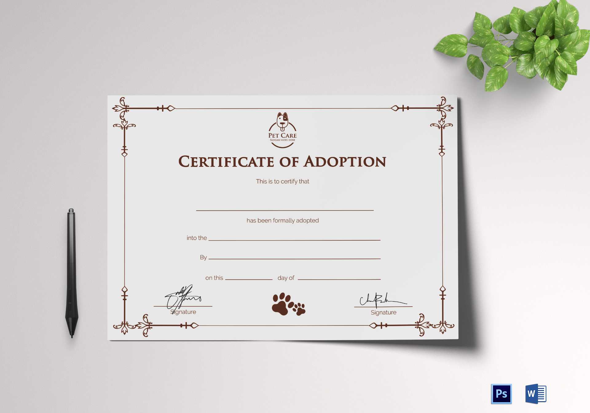 Simple Adoption Certificate Template Intended For Adoption Certificate Template