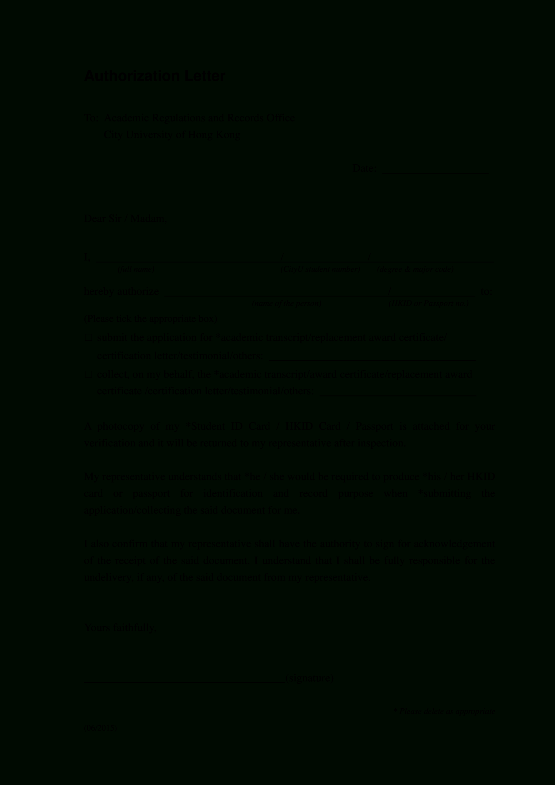 Simple Authorization Letter For Certificate | Templates At For Certificate Of Authorization Template