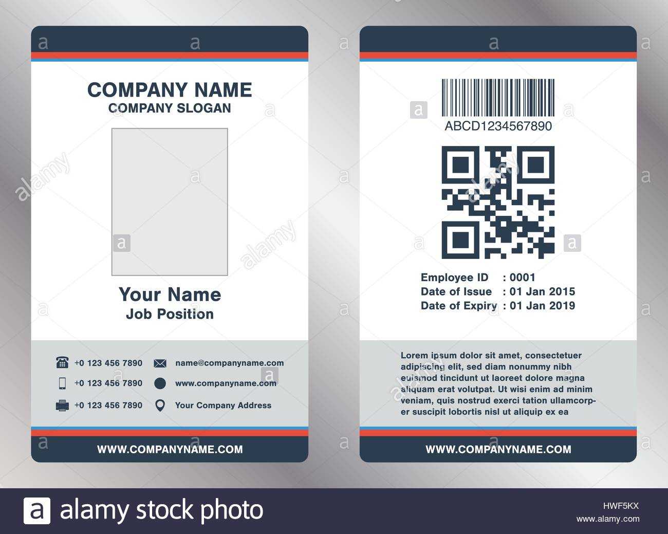 Simple Employee Business Name Card Template Vector Stock In Pvc Id Card Template