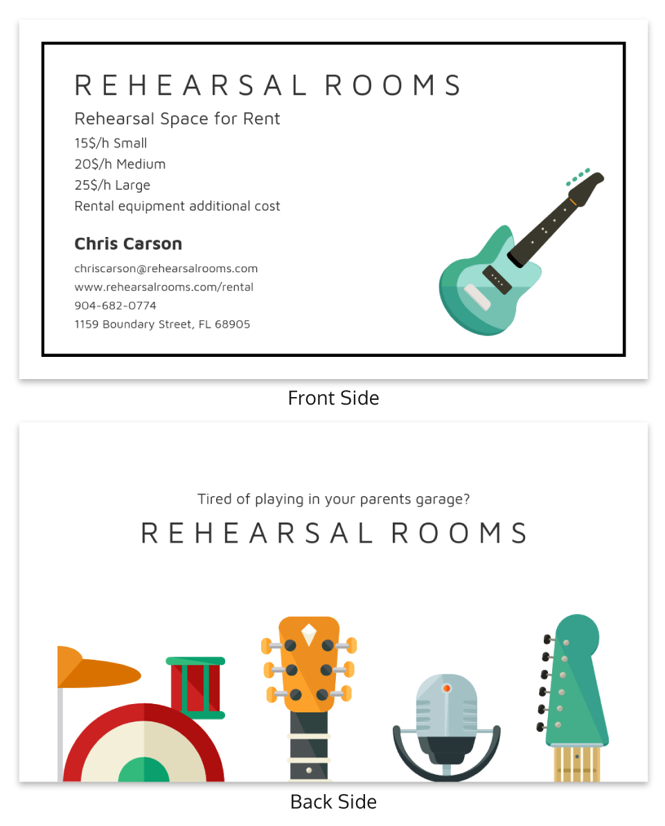 Simple Rehearsal Music Business Card Template Pertaining To Dog Grooming Record Card Template