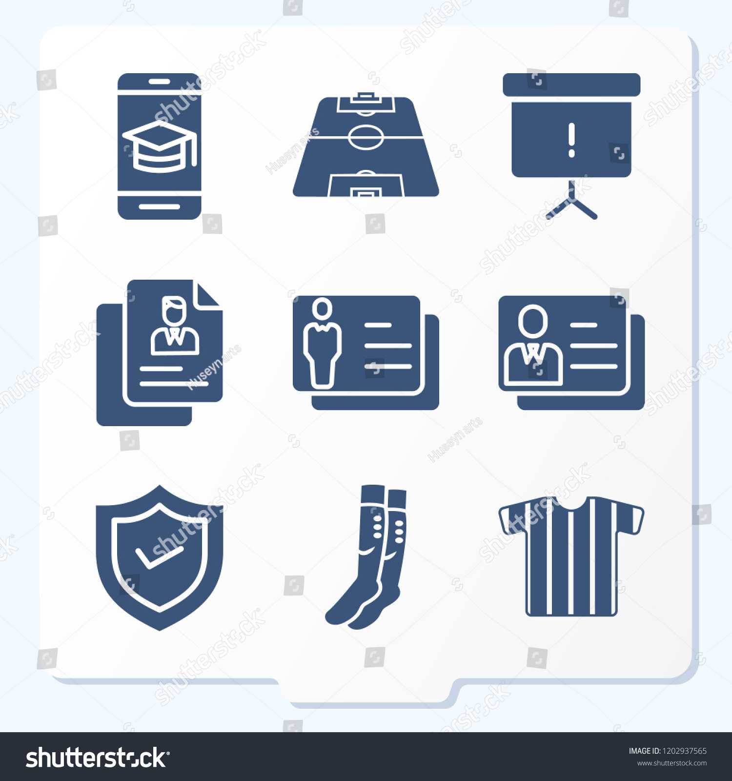 Simple Set 9 Icons Related Template Stock Vector (Royalty In Shield Id Card Template