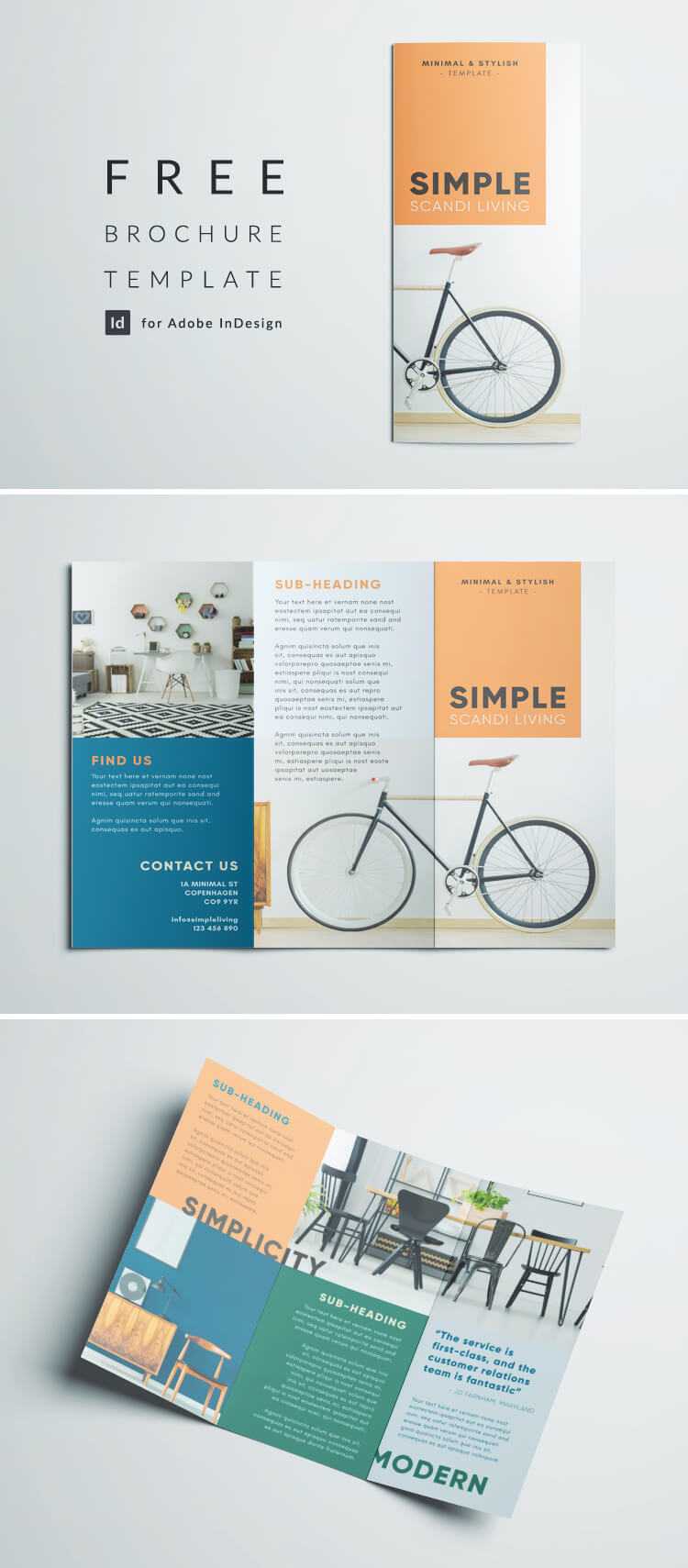 Simple Tri Fold Brochure | Free Indesign Template In Tri Fold Brochure Template Indesign Free Download