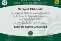 Six Sigma Black Belt Certificate Template Free Design Green with regard to Green Belt Certificate Template