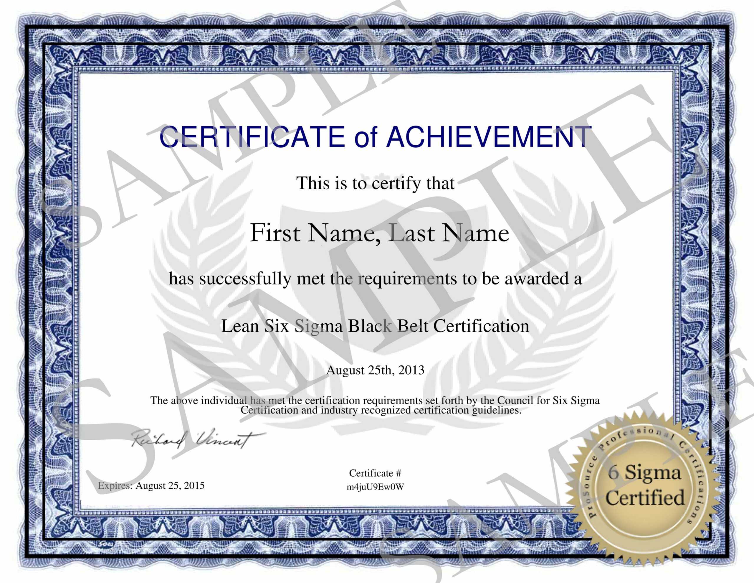 Six Sigma Green Belt Certification In Green Belt Certificate Template