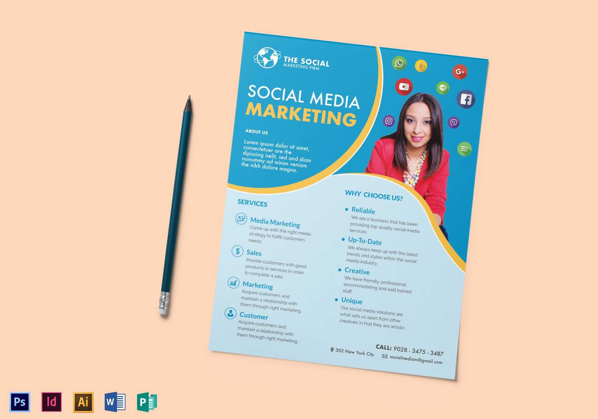 Social Media Marketing Flyer Template For Social Media Brochure Template