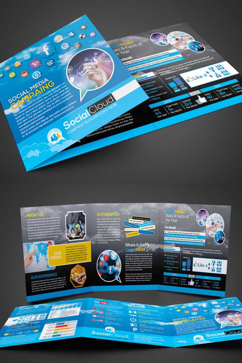 Social Media Tri Fold Brochure Corporate Identity Template With Regard To Social Media Brochure Template
