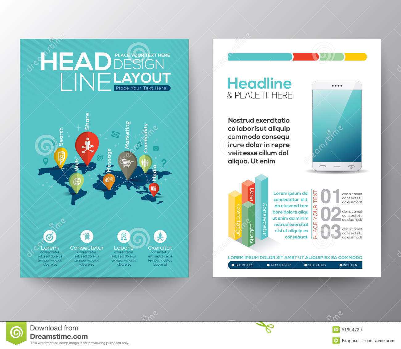 Social Network Concept Brochure Flyer Design Layout Template Throughout Social Media Brochure Template