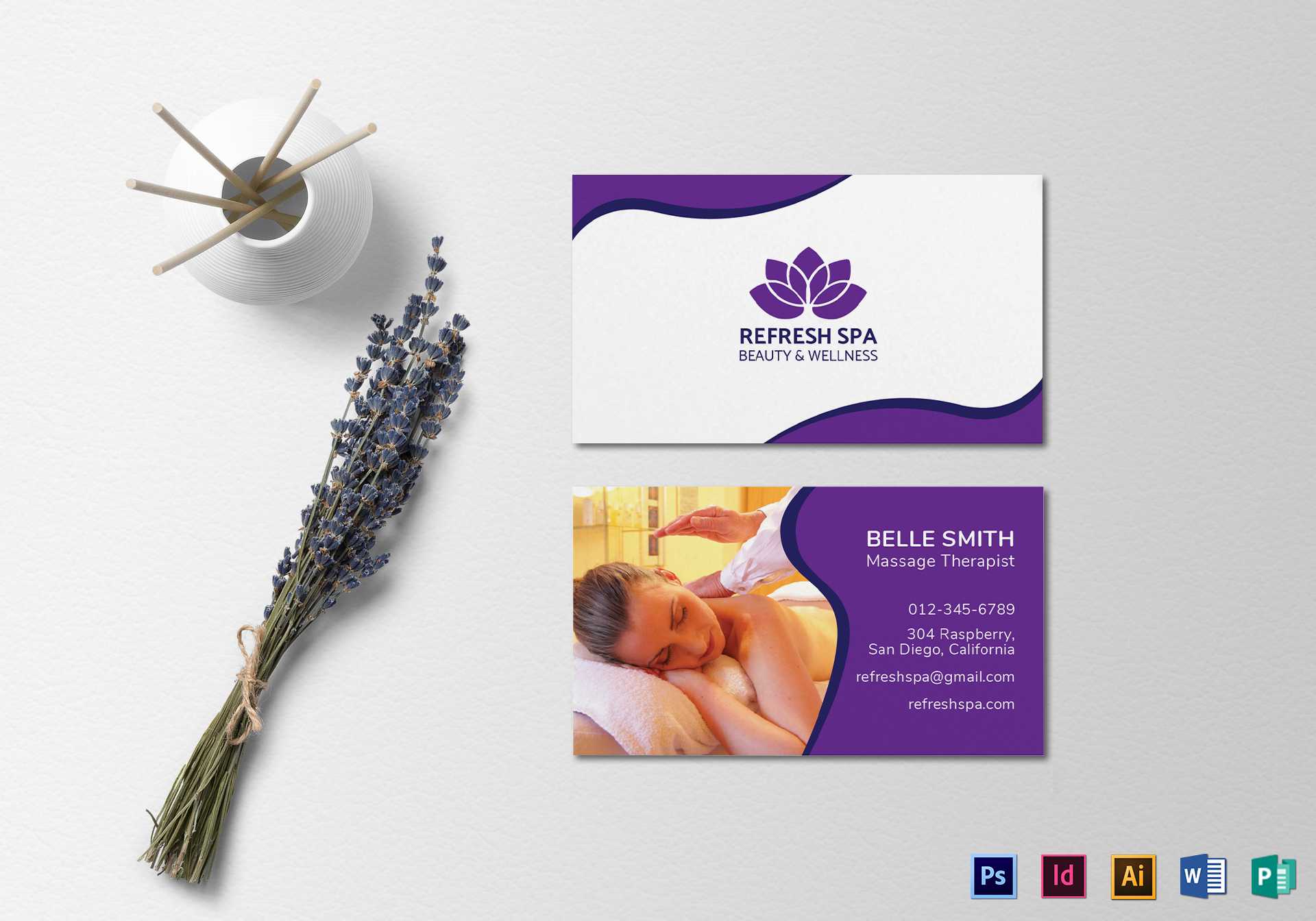 Spa Center Business Card Template Pertaining To Massage Therapy Business Card Templates