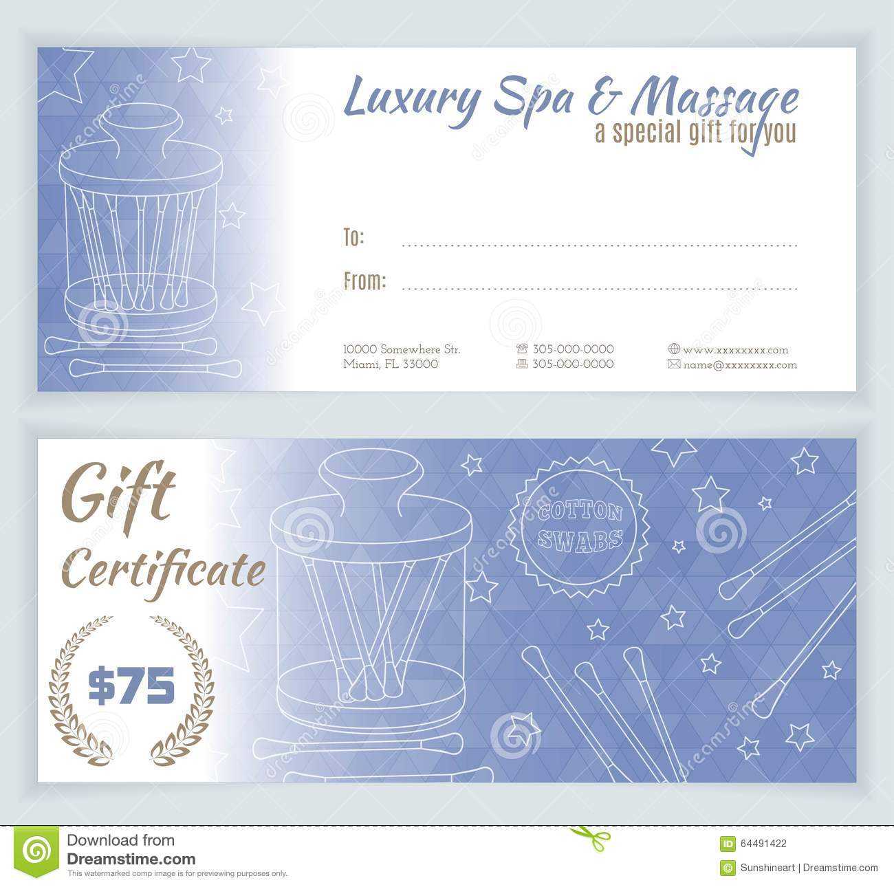 Spa, Massage Gift Certificate Template Stock Illustration For Massage Gift Certificate Template Free Download