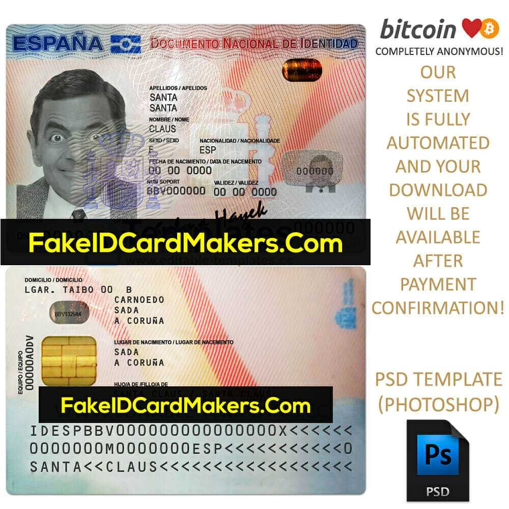 Spain Id Card Template Psd Editable Fake Download Inside Social Security Card Template Psd