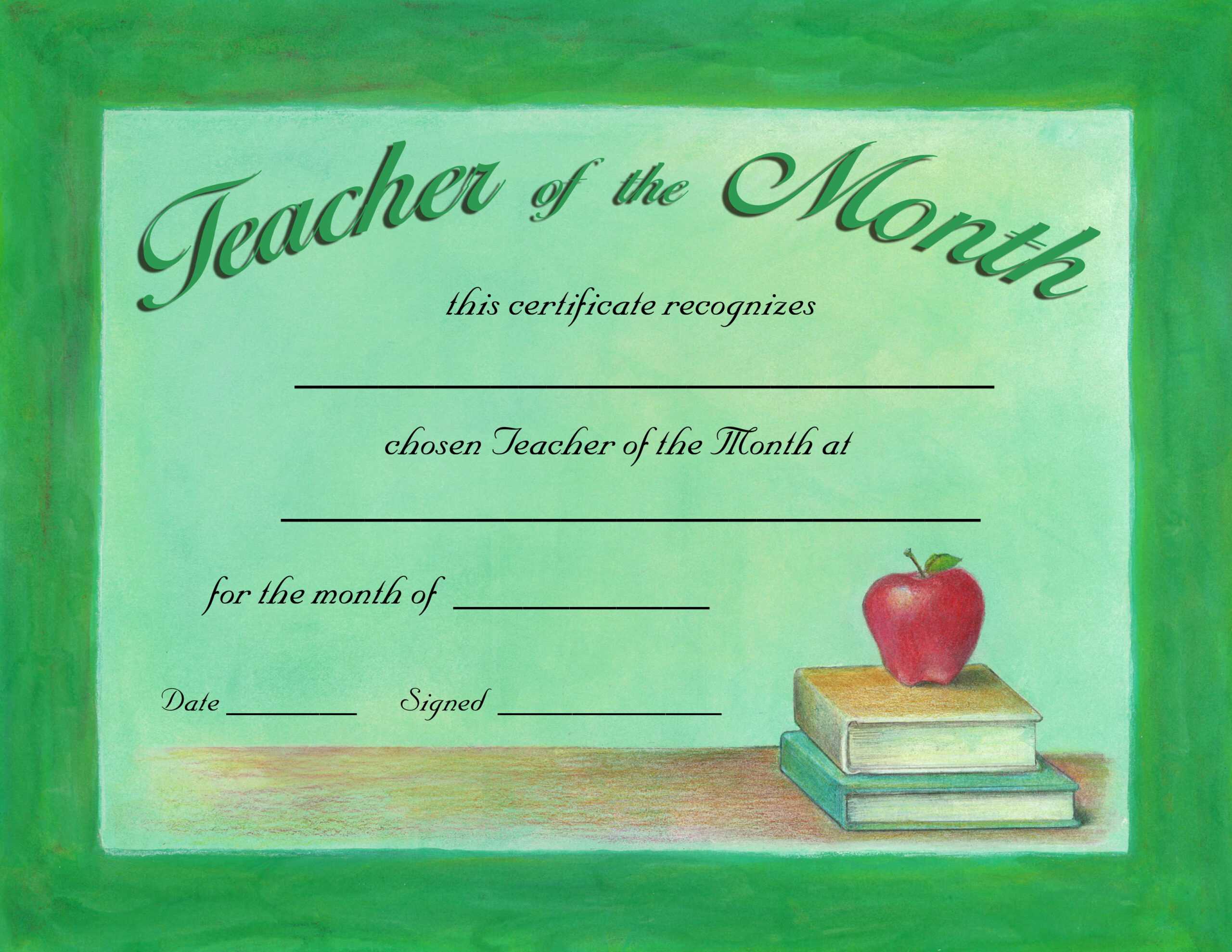 Special Awards Pertaining To Teacher Of The Month Certificate Template