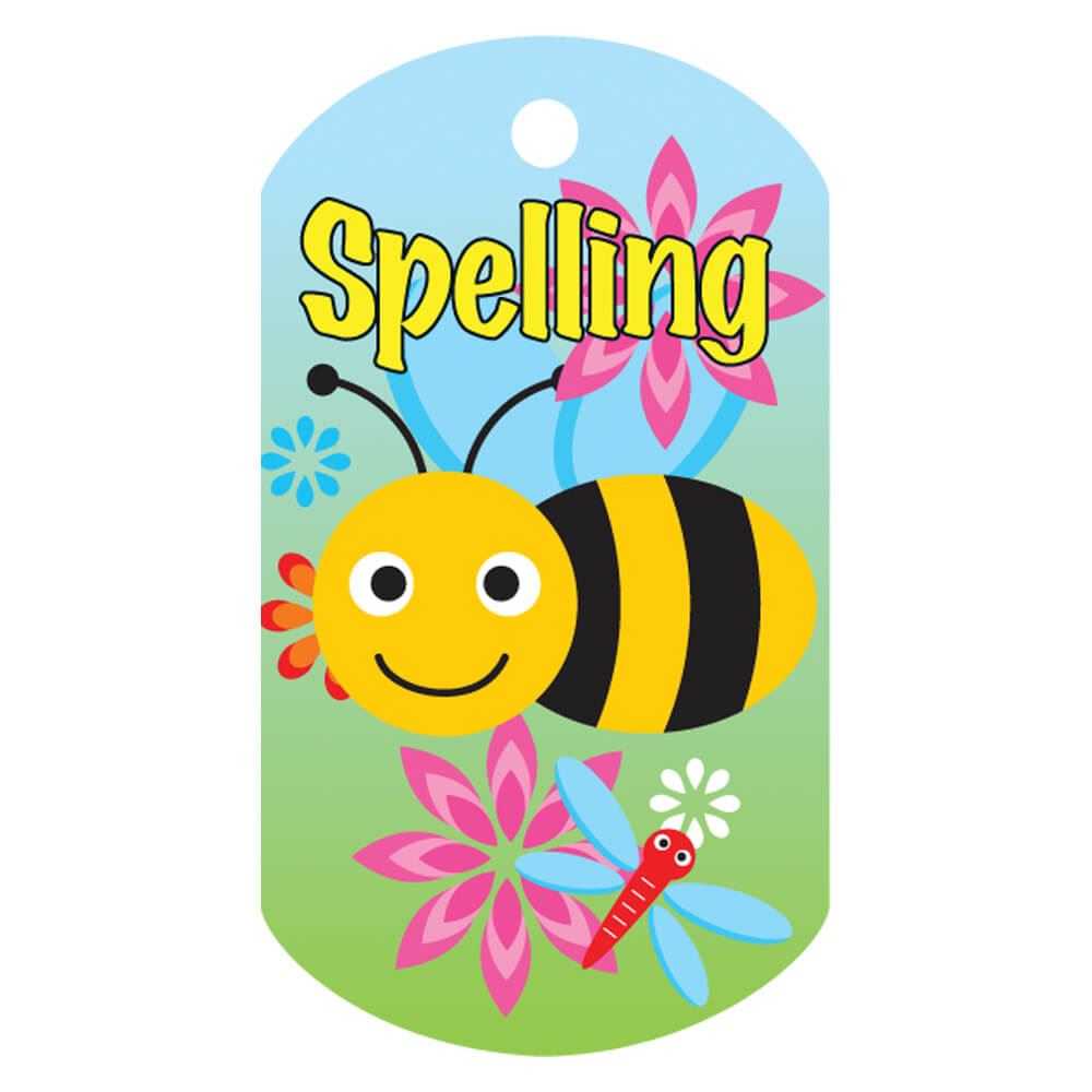 Spelling (Bee) Laminated Award Tag With 4" Chain Regarding Spelling Bee Award Certificate Template