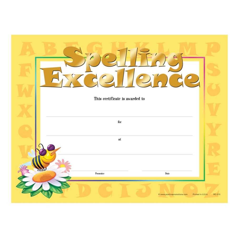 Spelling Excellence Gold Foil Stamped Certificates – Pack Of 25 Pertaining To Spelling Bee Award Certificate Template