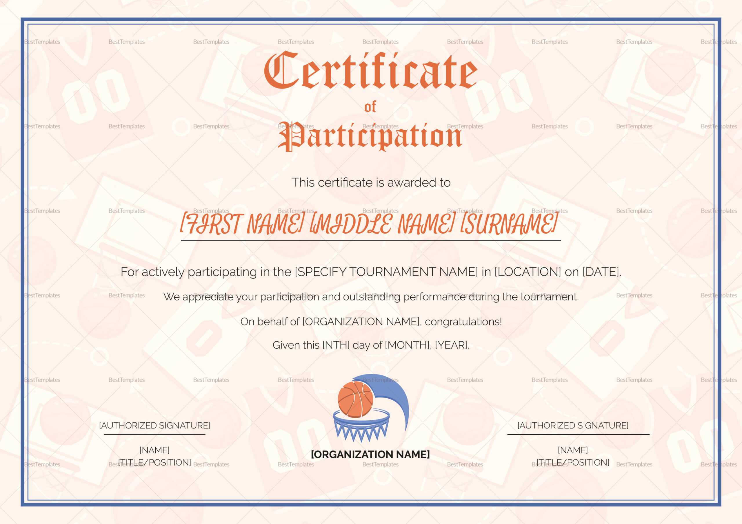 Sports Participation Certificates – Calep.midnightpig.co Throughout Athletic Certificate Template