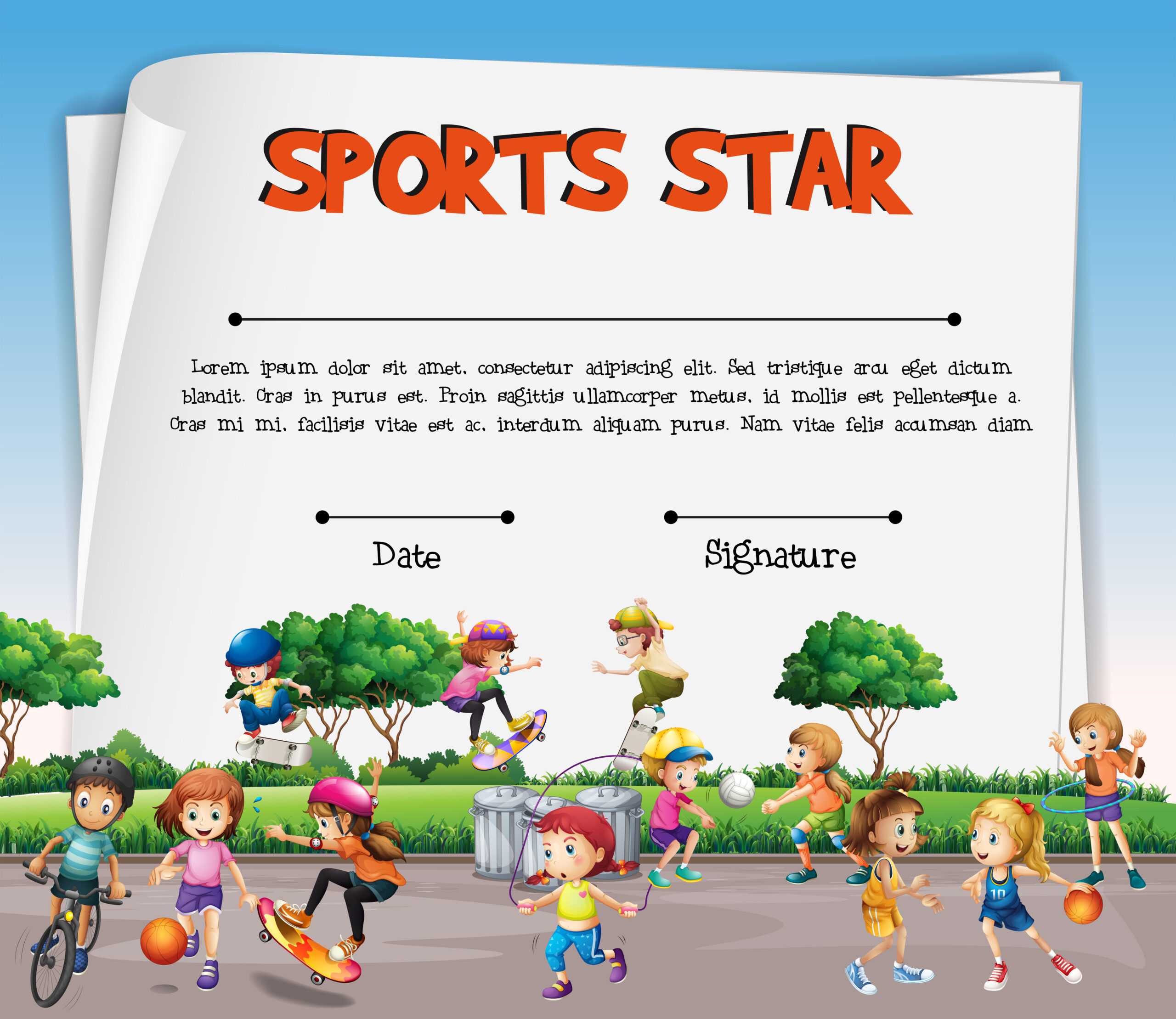 Sports Star Certificate Template With Kids Playing Sports For Star Award Certificate Template