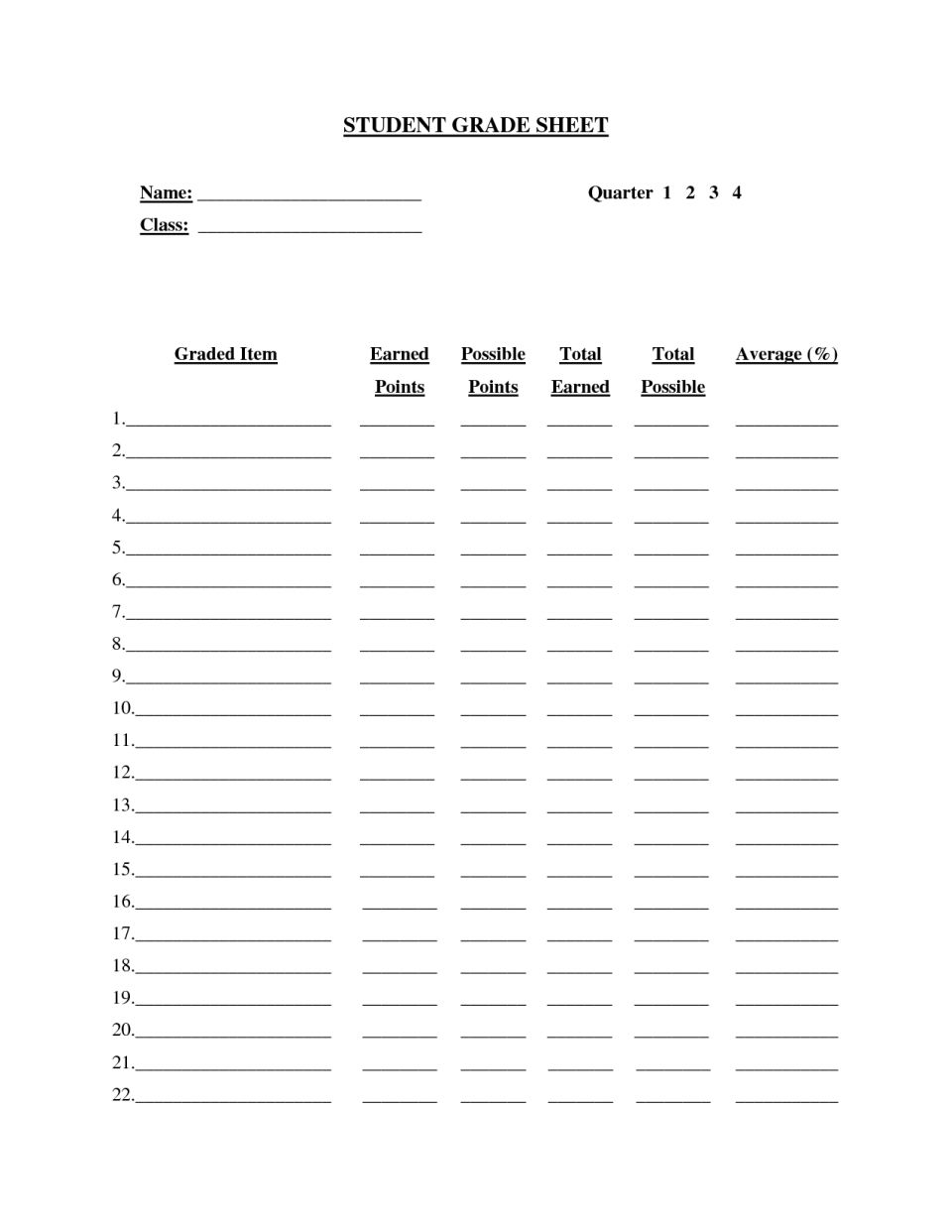 Spreadsheet Grade Printable Sheet Template Student Doc In Student Information Card Template