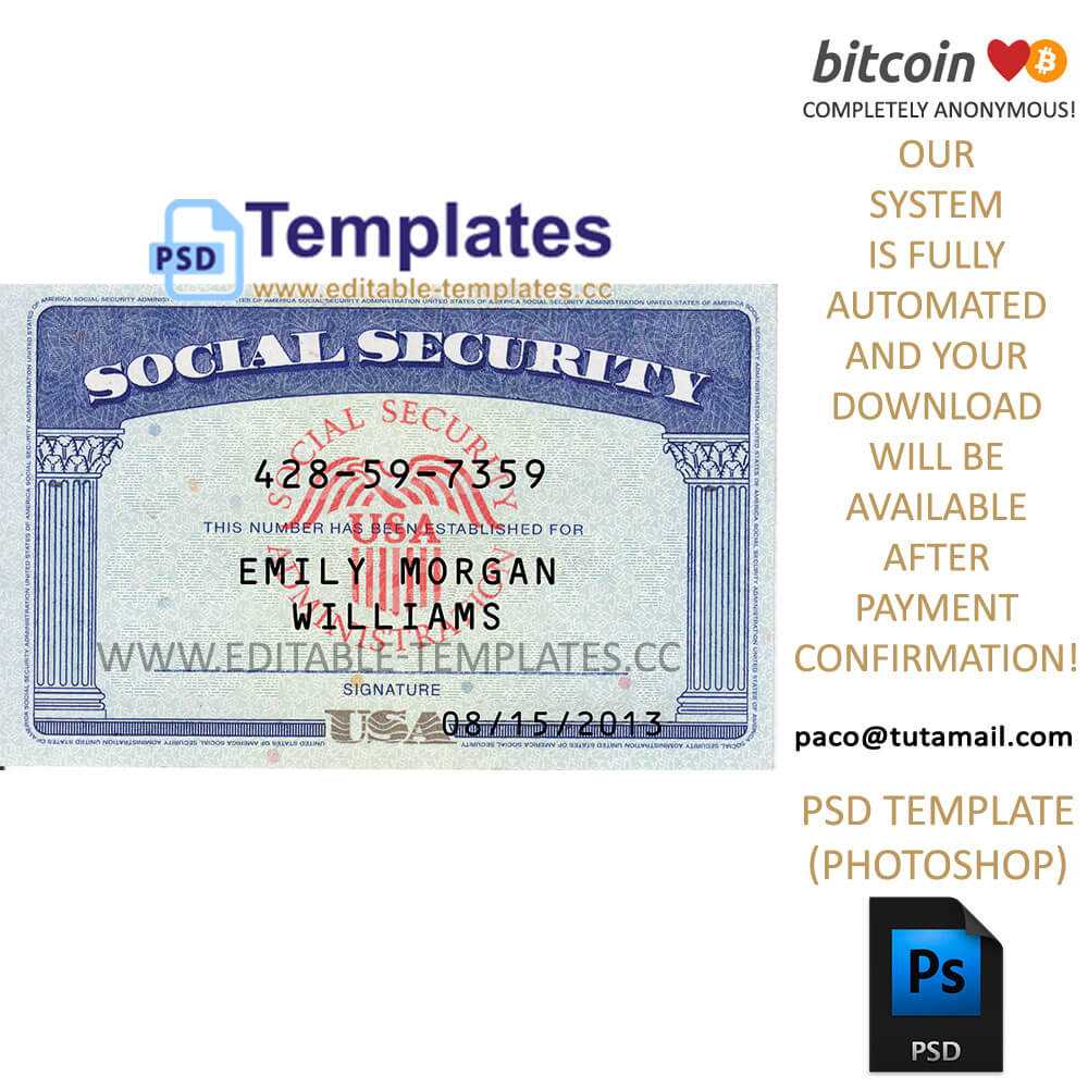 Ssn Usa Social Security Number Template For Social Security Card Template Psd
