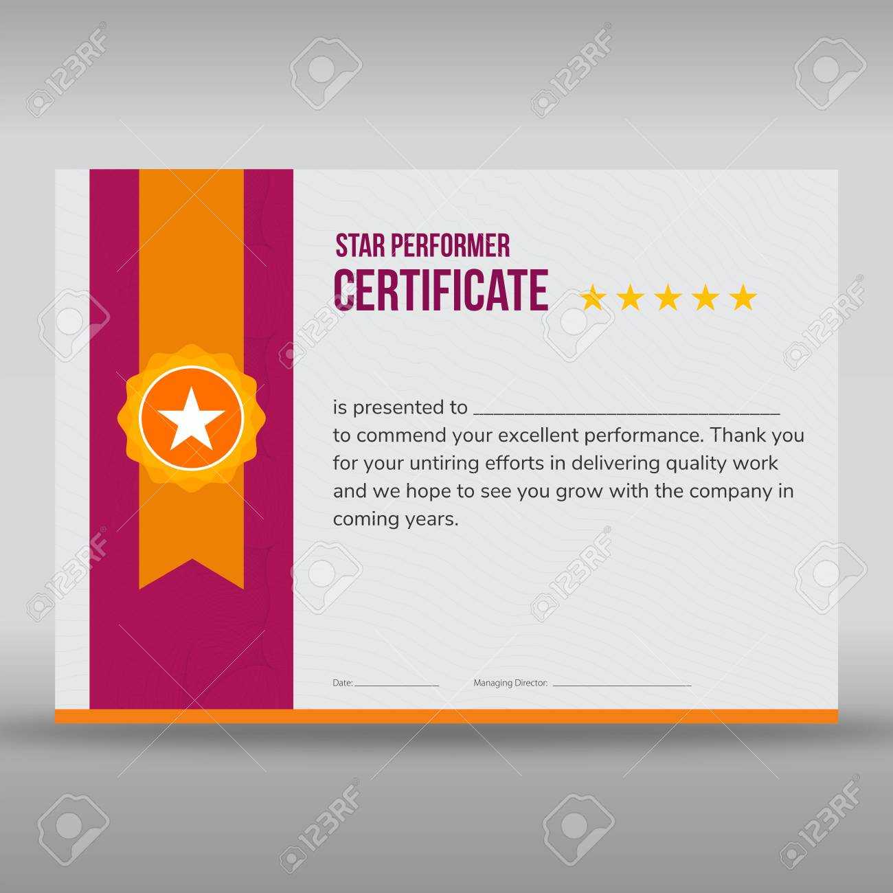 Star Performer Certificate Templates – Calep.midnightpig.co Within Star Performer Certificate Templates