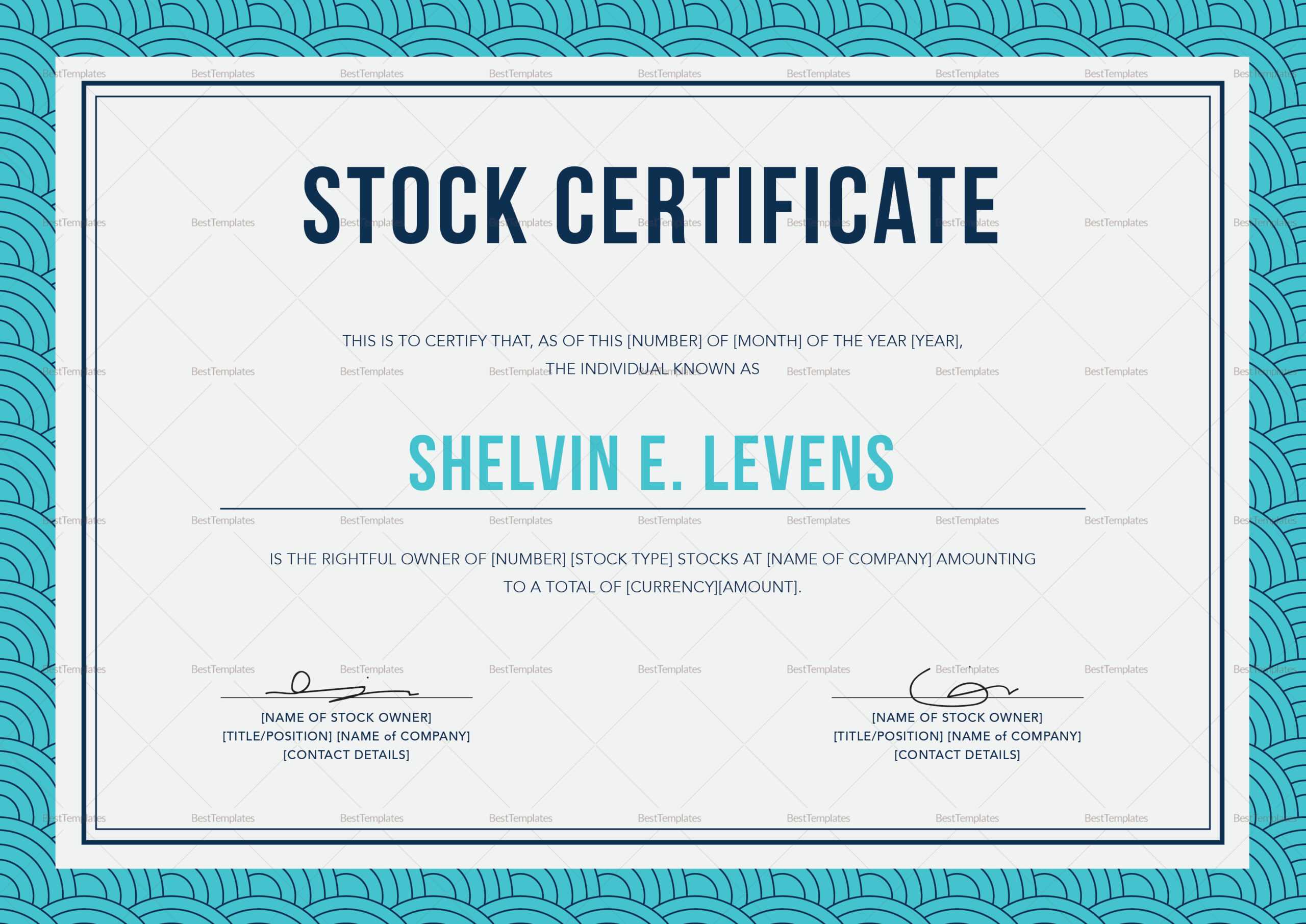 Stock Certificate Template In Corporate Share Certificate Template