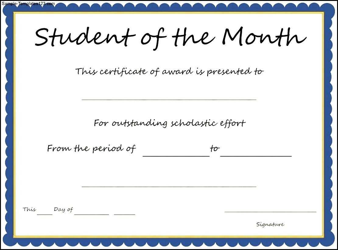 Student Of The Month Certificates Free - Calep.midnightpig.co Inside Free Printable Student Of The Month Certificate Templates