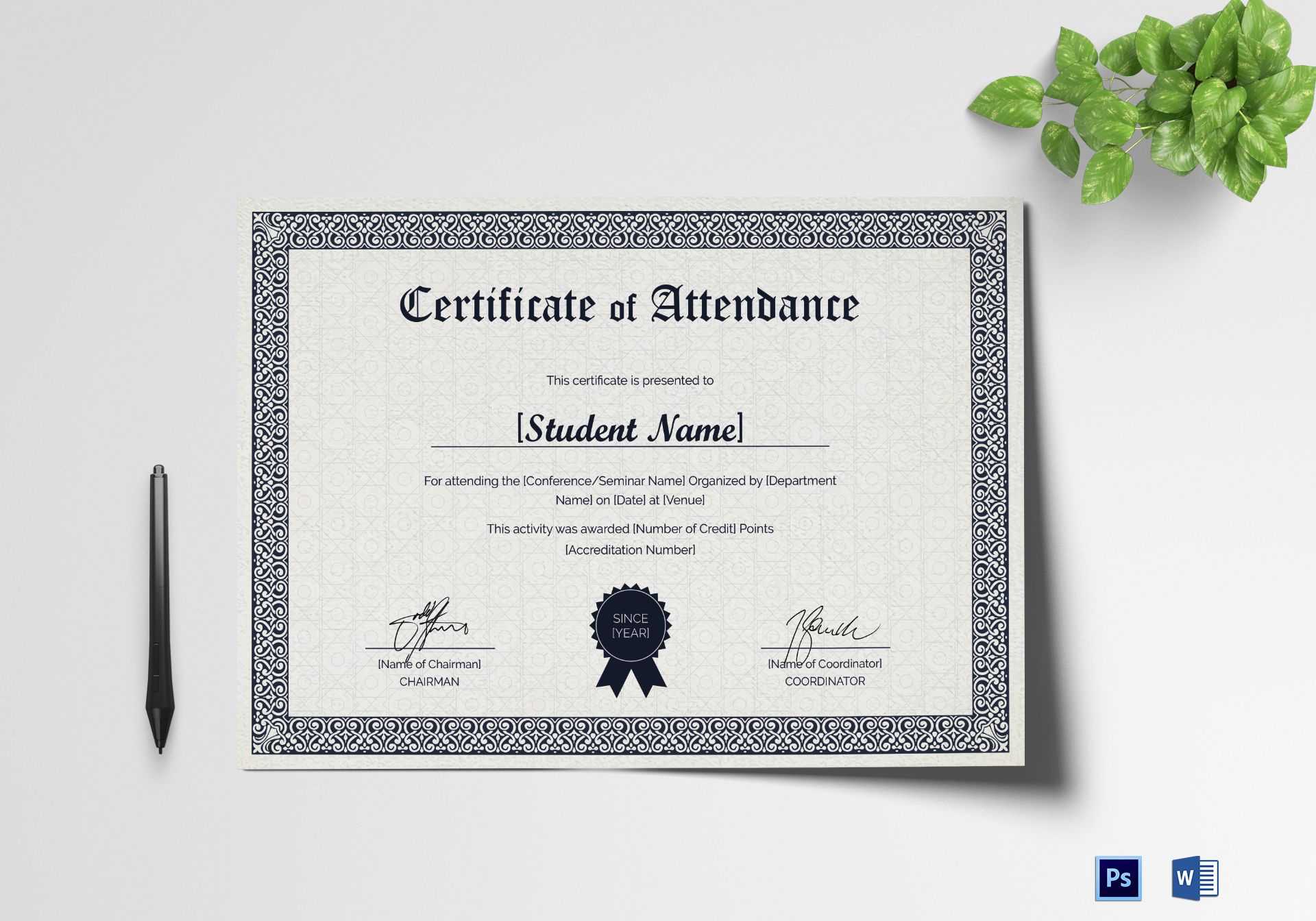 Students Attendance Certificate Template Pertaining To Conference Certificate Of Attendance Template