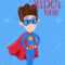 Super Hero Kids Postcard With Boy In Superman Costume And Red.. Pertaining To Superman Birthday Card Template