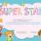 Super Star Award Template With Kids In Background Illustration Regarding Star Award Certificate Template