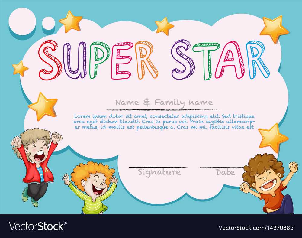 Super Star Award Template With Kids In Background With Regard To Star Award Certificate Template