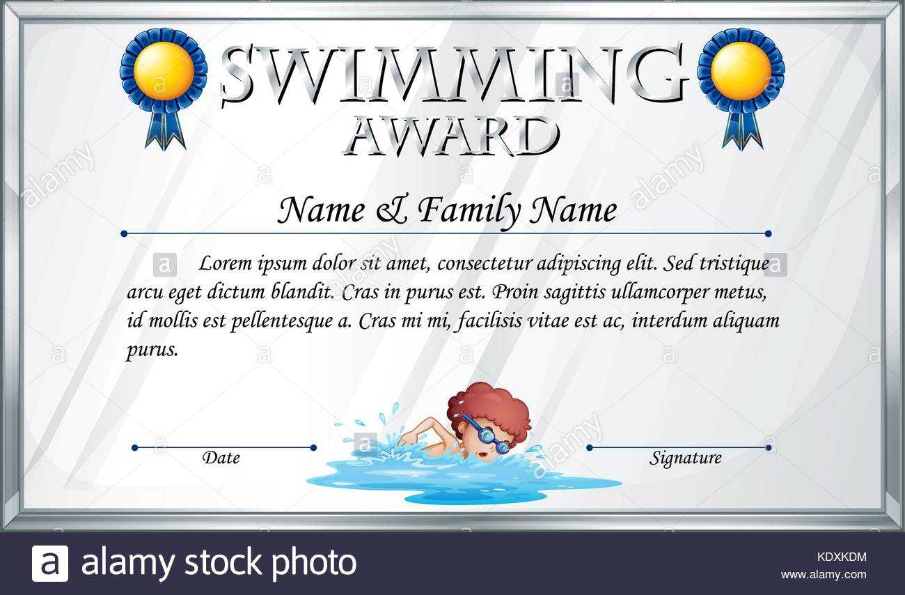 Swimming Certificate Stock Photos & Swimming Certificate In Free Swimming Certificate Templates