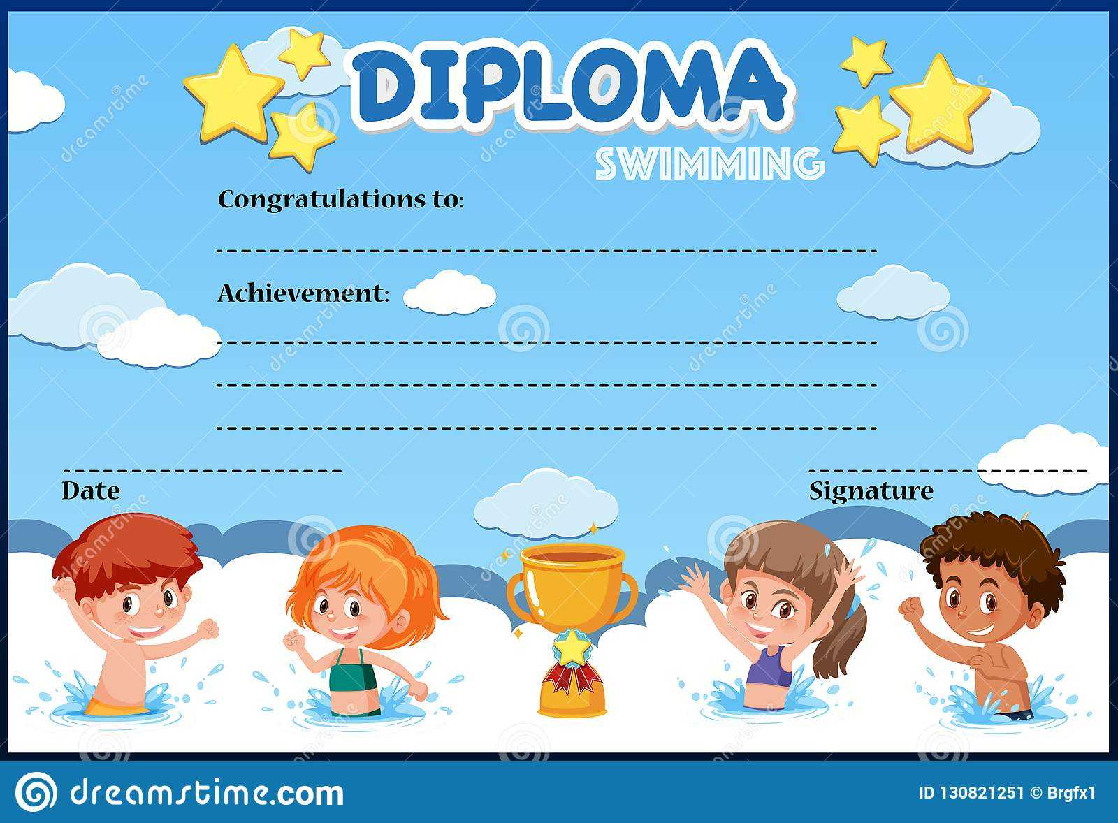 Swimming Diploma Certificate Template Stock Vector In Swimming Award Certificate Template