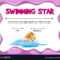 Swimming Star Certificate Template With Girl For Star Certificate Templates Free